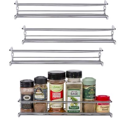 China Viable Wall Mounted Cabinet Door Stainless Steel Kitchen Seasoning Rack Cabinet Spice Rack for sale