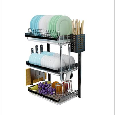 China Customized Professional Adjustable 3-Layer Metal Sink Wire Iron Dish Rack Kitchen Storage Viable Dry Rack for sale