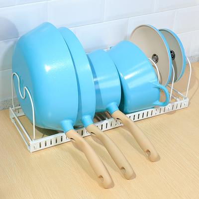 China Viable expandable kitchen pot storage rack for more than 6 pots, a total of 6 adjustable compartments for sale