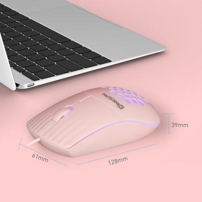 China Ergonomic RGB USB Backlit Plug and Play Wired Mouse 1600 DPI RGB Backlight Honeycomb Hole Wired Mouse for sale