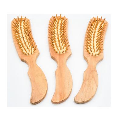 China New Design Wooden Hair Brush Cushion Hairdressing Massage High Quality Wooden Handle Pin White Rubber Cushion Curved for sale