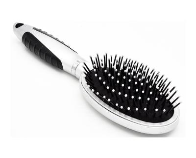 China High Quality Professional Silver Pin Rubber Cushion Professional Nylon Anti-Slip Handle Massage Hairdressing Cushion Color Plastic Hair Brush for sale