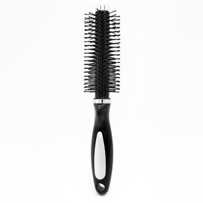 China Black High Quality Beauty Hairdressing Edition Comfortable Handle Round Plastic Pin Plastic Hair Brush for sale