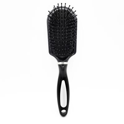 China Black High Quality Massage Hairdressing Edition Plastic Comfortable Handle Rubber Cushion Pin Plastic Hair Brush for sale