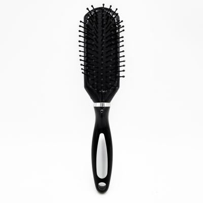 China Black High Quality Unique Design Hairdressing Edition Plastic Pin Rubber Cushion Plastic Hair Massage Brush for sale