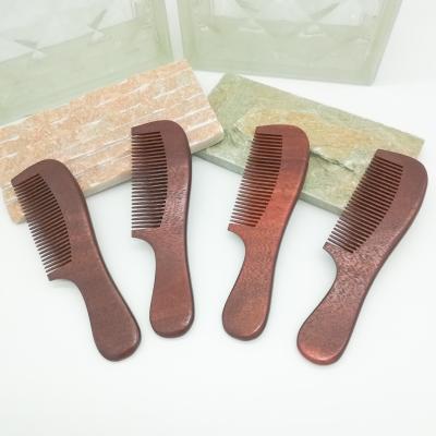 China Customized High Quality Compact Armor Wood Detangle Hair Narrow Tooth Comb Dense Comfortable Curve Handle Wood Brush for sale