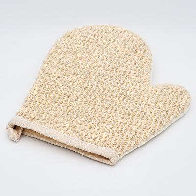 China High Quality Soft White Body Exfoliation Treatment Cotton Jute Bath Gloves Bath Cleaning Set for sale