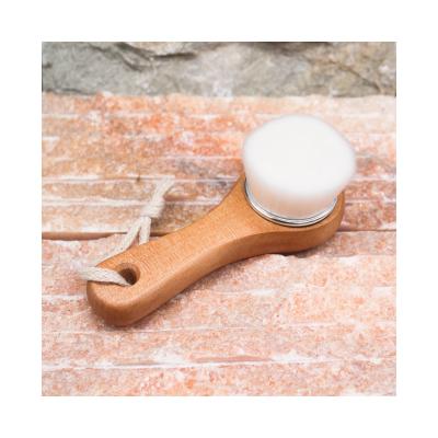 China Cleanse Face High Quality Beauty Bath Scrub Head Soft Nylon Wood Handle Customized Facial Cleaning Brush for sale