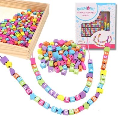 China Early Education Decoration Children's String Beads Wearing Sugar Wooden Beaded Educational Toys Baby Toys Children's Beading Gifts for sale