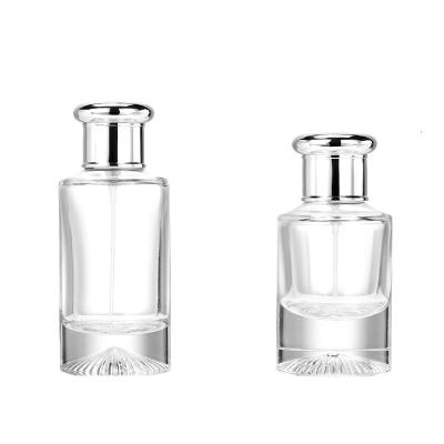 China Wholesale High Qiality 30ml 55ml Stain Round Personal Care Makeup Storage Perfume Bottle With Polygons Cap for sale