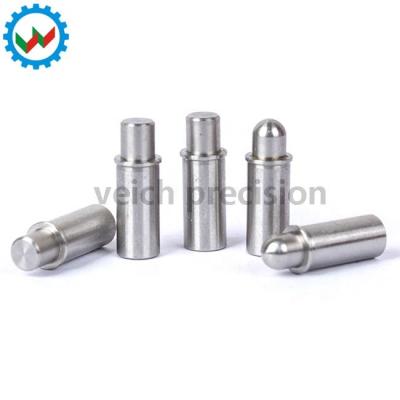 China Micro Stainless Steel Precision Plunger Press-Fit Stainless Steel Spring Flat / Round Head Flanged Spring Plunger for sale