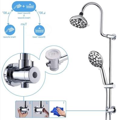 China Modern China Made Bathroom Chrome Stainless Steel Double Wall Mounted Shower Head Combo 3 Way Rainfall for sale