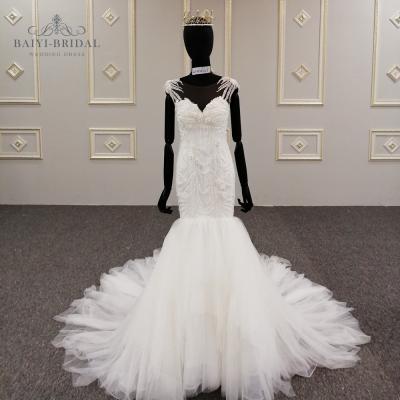 China Anti-Static Best Hot Selling Exclusive Custom Made Mermaid Wedding Dress Party Bridal Wear for sale