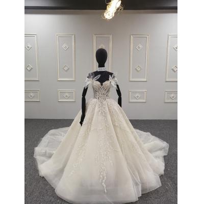 China Baiyi Anti-Static Factory Deep V-Neck Ball Gown Gelinlik Sequins Lace Up Bowknot Bling Wedding Dresses for sale