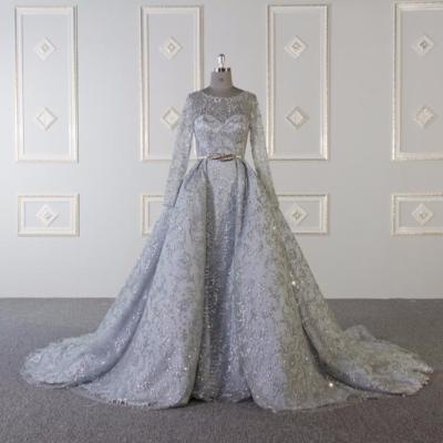 China Baiyi 2019 anti-static custom made luxury gray bling bling wedding dress WT543 for sale