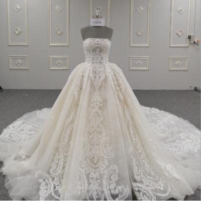 China Luxury Lace Appliques Bride Of The Ball Gown Wedding Dresses 2021 Anti-Static Full Dresses Prom Dresses for sale