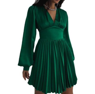 China High End Selling Fashion Solid Color V Neck Breathable Hot Loose Design Summer Dresses Women 2022 Casual for sale