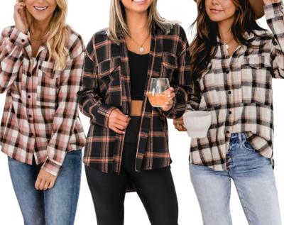 China Autumn Casual Loose Pure Cottoncolorful Women Spring And Sleeve Breathable Plaid Shirt Long for sale