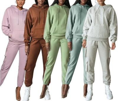 China Wholesale High Quality Breathable Hoodie Sweatsuit Solid Color Winter Jogging Suit Sets Women for sale