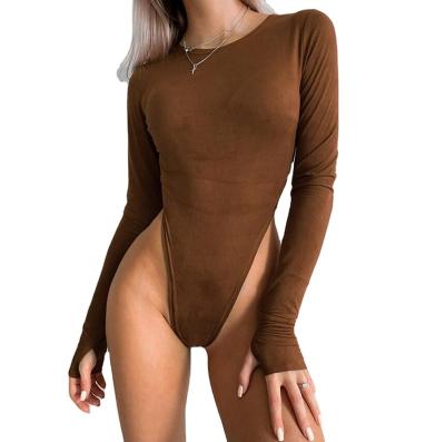 China Wholesale Fashion Sexy Long Sleeve Bodysuit Fitness Yoga Women Seamless Anti-pilling Jumpsuit for sale