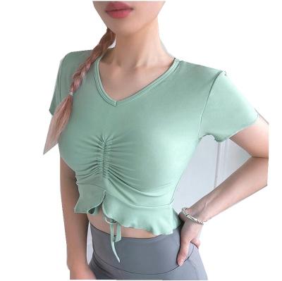 China Wholesale Antibacterial Seamless Gym Shirt Spandex Fitness Yoga Crop Sexy Women's Sports Tops for sale