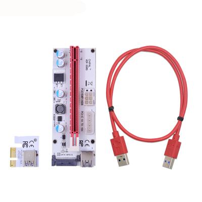 China PCB 008S 60CM PCI-E PCI Express 1X 16X to 4Pin 6Pin 15Pin SATA Extender Power LED Riser Board for Video Card for sale