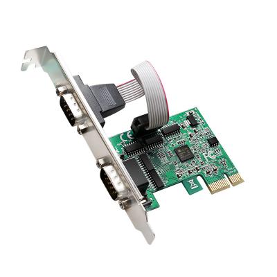 China Office 2 PCI Express Expansion Card RS232 COM Serial Card PCIE Left Serial Riser Adapter For Windows AX9910 for sale