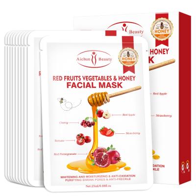 China Moisturizer Private Label Fruit Vegetable Red Facial Mask Whitening Purifying Shrink Pore Face Sheet Mask for sale