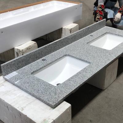 China Contemporary Pre-Installed Square Sink Italy G603 Granite Bathroom Vanity Top for sale