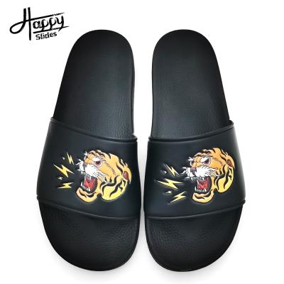 China Happyslides Anti-slippery Cheap Slippers Slides Custom Logo Shoe Fashion Sandals Mans 2021 Beach Sandals for sale