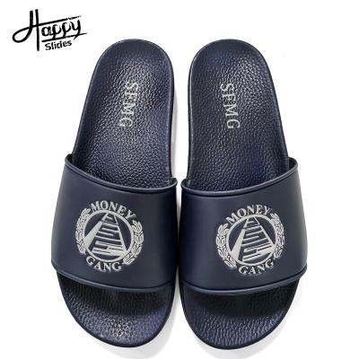 China Customized Logo PVC Customized Summer Slippers For Men's Club 2020 Vendor Insulative Happyslides Men's Flat Sandals Men's Slippers Slides Sandals for sale