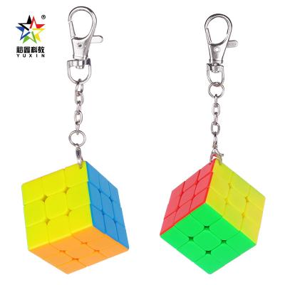 China Mini Yuxin Jade Kylin Mini Size 3.5cm Small Color 30g ABS Plastic Fluorescent 1623 Magic Cube 3x3x3 With Key Chain for sale