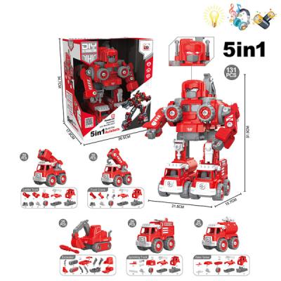 China Electronic Toy 131PCS ROBOT SET 5 IN 1 TRANSFORMATION LIGHTS MUSIC WITH SOLID COLOR A# (3XAG13 BATTERY BATTERY) for sale