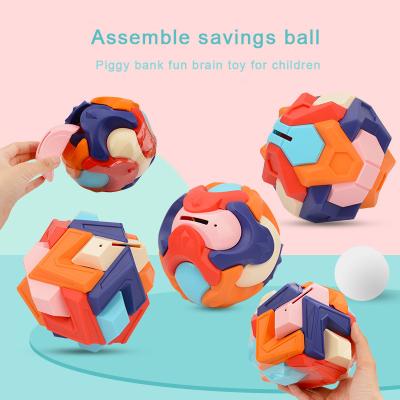 China 3D Children's Space Intelligence FLASHING Game Assembled Piggy Bank Early Education Puzzle DIY Disassembly Blocks Plastic Toys for sale