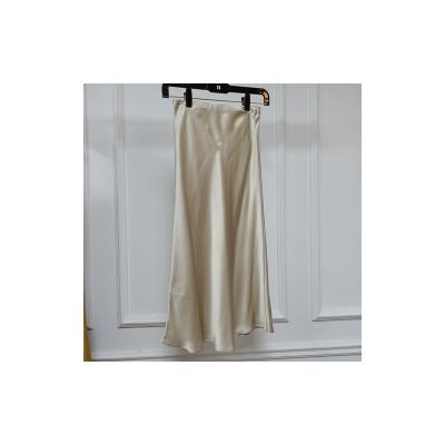 China Breathable Latest Design High Quality Fashion Women's Skirt Silk Sand Washed 16mm Silk Satin Beige Skirt for sale