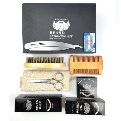 China Moisturizing STOCK Organic Private Label Men's Grooming Gift Set Beard Grooming Kit for sale