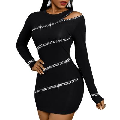 China Hot Selling Latest Design 2022 Anti-Static Plus Size Women Dresses Sexy Rhinestone Women Hip Wrap Plaid Mini Length Women Clothing Casual Dress for sale