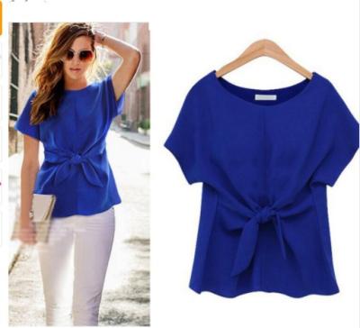 China 2022 Breathable Customize Available Plus Size Chiffon Blouse And Shirts For Summer Short Sleeve Fashionable Loose Women Clothing Shirts for sale