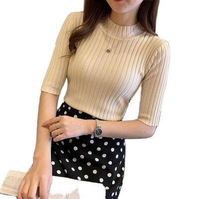 China 2022 Hot Selling High Quality Popular Fashionable Anti-Shrink Knitwear For Women Fashion Sleeveless Korean Knitwear Turtle Neck Pull Ribbed Sweater for sale