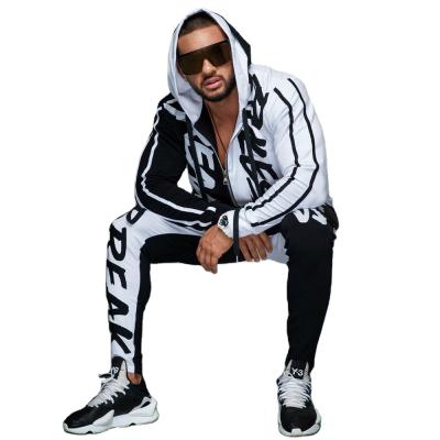 China QUICK DRY Letter Printing Plus Size Men's Sports Hoodie Idiosyncratic Outdoor Running Suits Men's Casual Two-Piece Suit for sale