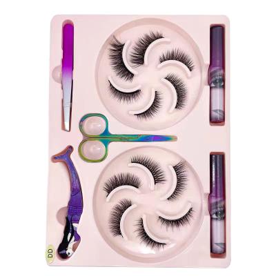 China Durable comfortable to wear. Safe to Use Wholesale Hand Made Magnetic Eyelash False Eyelashes Eyeliner 6 Pairs Lotus 20 Magnet Eyelash Suit Set Eyeliner for sale