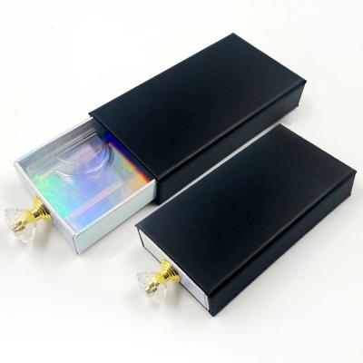 China Handmade High Quality Free Design Rectangle Black Cardboard Paper Eyelash Packing Box for sale