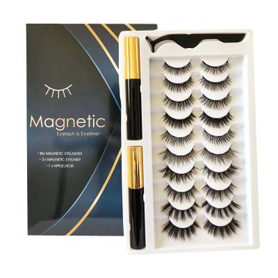 China 10 Pairs Natural 2021 Newest Styles Magnetic Eyeliner And Wholesale Magnetic Eyelashes 3d Highlights for sale