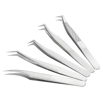 China Lash Tweeezers Wholesale Full Range Stainless Steel Diamond Grip Eyelash Extension Tweezers Set Private Label for sale