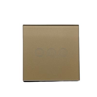 China Gold Touch Light Modular Touch Screen Light Wall Switch 3 Strip Smart Wifi Switch for sale