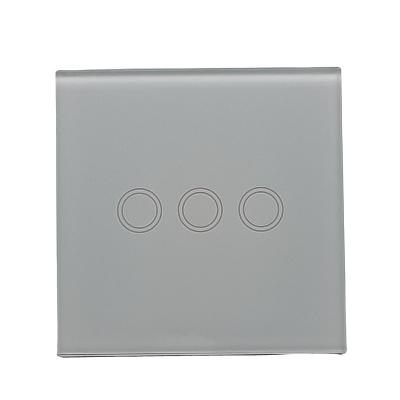 China Touch White Alexa Tuya Touch Screen Light Wall Switch 3 Band Wifi Smart Switch for sale