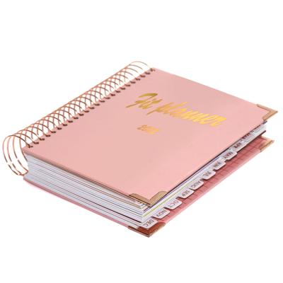 China Custom Printing A4 A5 Free Sample Notebook Aluminum Wire Ring Journal Spiral Gold Spiral Weekly Monthly Agenda Daily Diary for sale