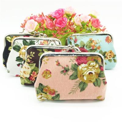 China Vintage Kids Cute Floral Buckle Coin Clip Women's Vintage Kiss-lock Pocket Change Purse Wallets for sale