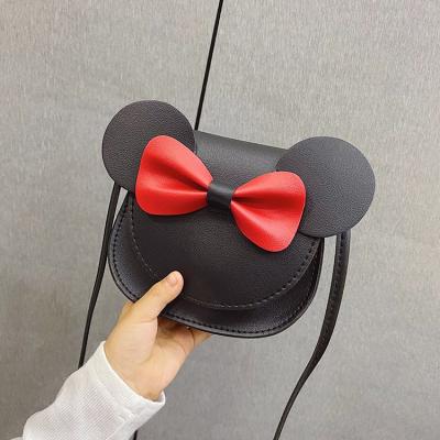 China Fashion Cross - Body Purse Bowknot Shoulder Bag Handbag Cute Little Girl Purse With Cartoon Mouse Ears Kids Make Up Purse for sale