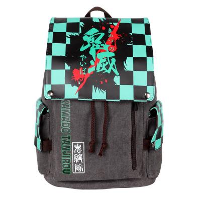 China Amazon 2021 Other Hot Selling Anime Cartoon Game Attack Demon Slayer Canvas Backpacks Bag Anime Cartoon School Bag for sale